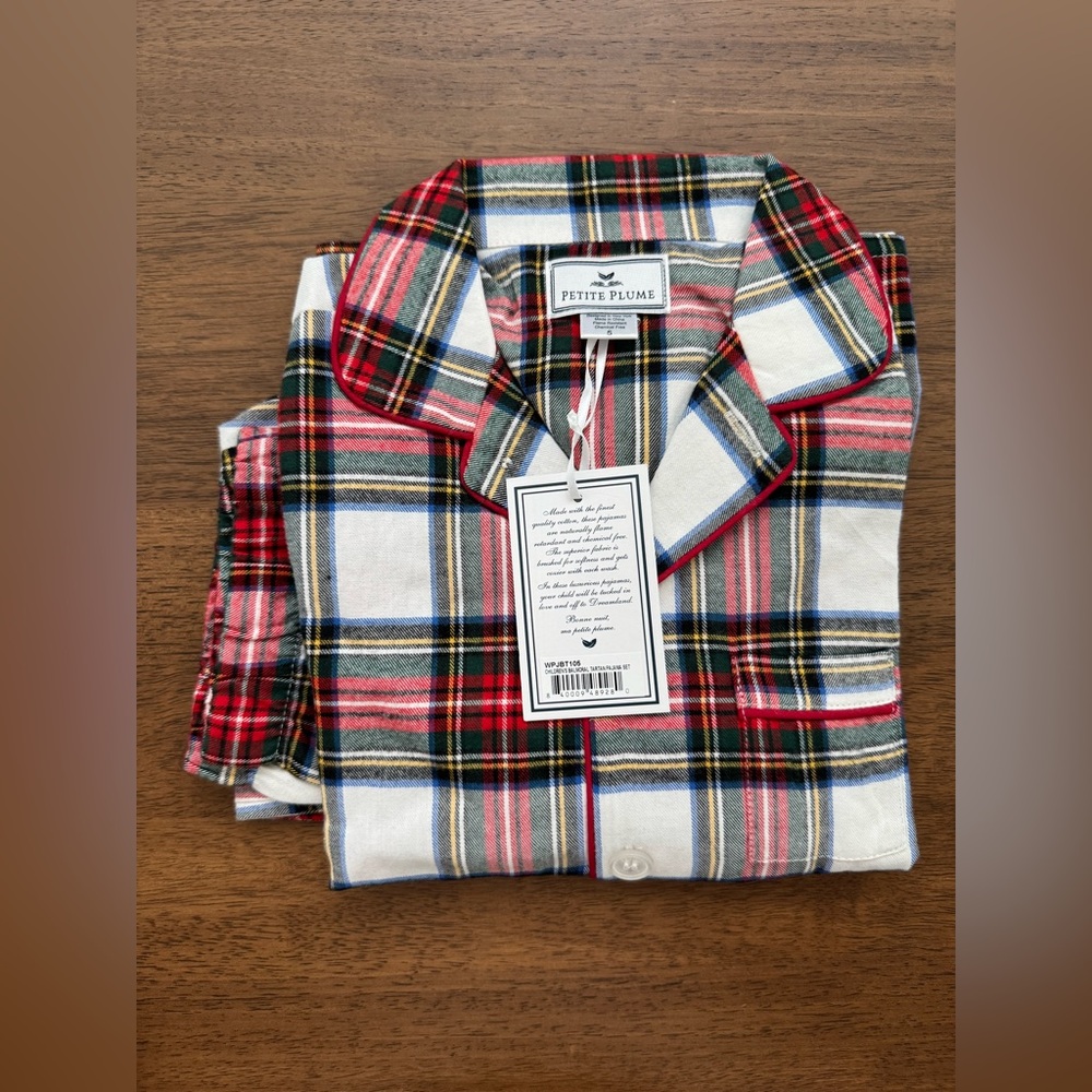 PETITE PLUME Kid's Brushed Twill Pajama Set in Balmoral Tartan Size 5
